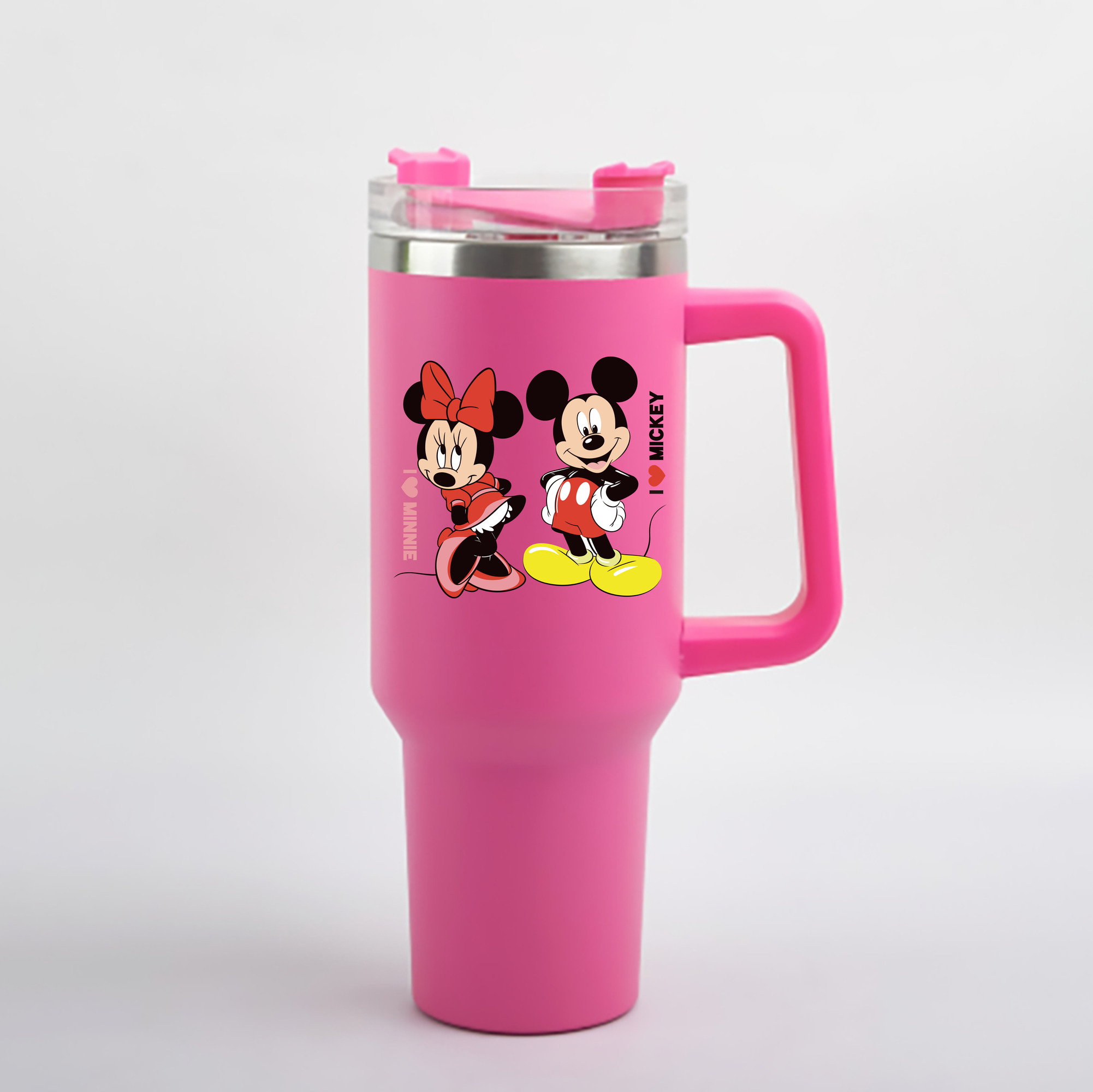（画像用） ミッキーマウス Mickey Mouse 1200mL車用タンブラー - クリスタルステッカー（プラスチックストロー付き）